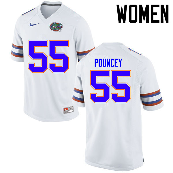 Women Florida Gators #55 Mike Pouncey College Football Jerseys Sale-White - Click Image to Close